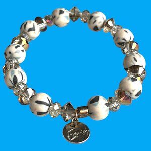 Erimish Confetti Beads Beaded Bracelet Logo Tag Stackable Stretch